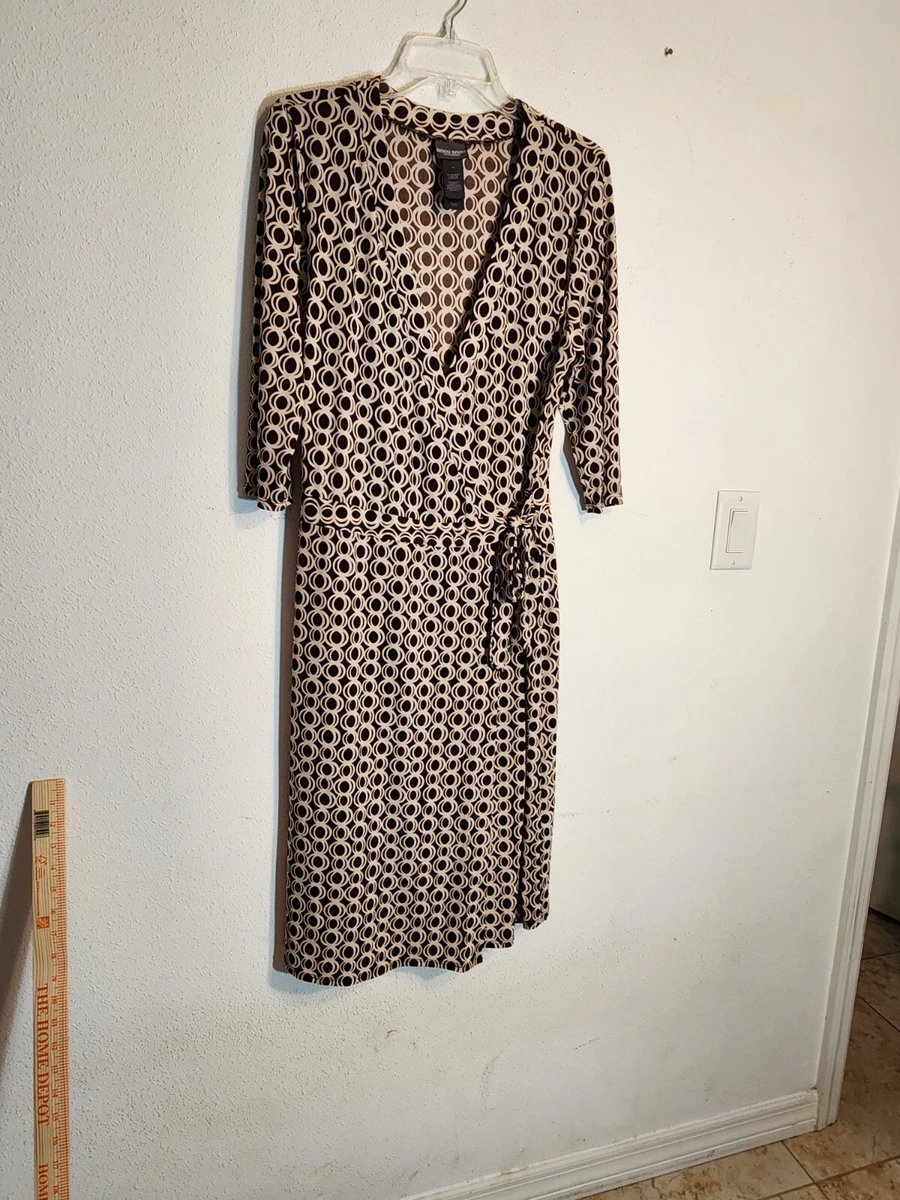 knee length dresses for ladies Dot Print Faux Wrap Dress