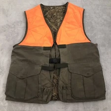 Vtg CC Filson Vest Reversible Turkey Camo Zip Out Seat 490 Size Large Heavy