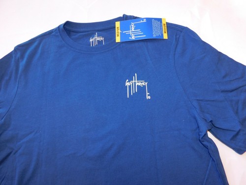 Guy Harvey Men's Short Sleeve Cotton Shirt Size M medium Estate Blue NWT - Picture 2 of 4