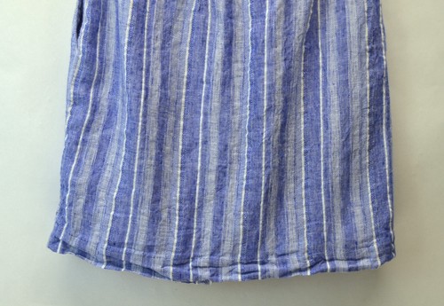 H&M LInen Blend Paperbag Skirt SIze 4 Blue White Stripe Short Coastal Drawstring - Picture 9 of 14