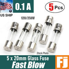 5x Fast-Blow Fuse 0.1A 250V Glass Fuses 5 x 20 mm 0.1 Amp  US Ship