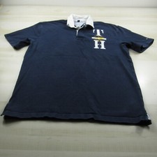 Tommy Hilfiger Polo Shirt Mens Extra Large Blue Heavyweight Short Sleeve Cotton