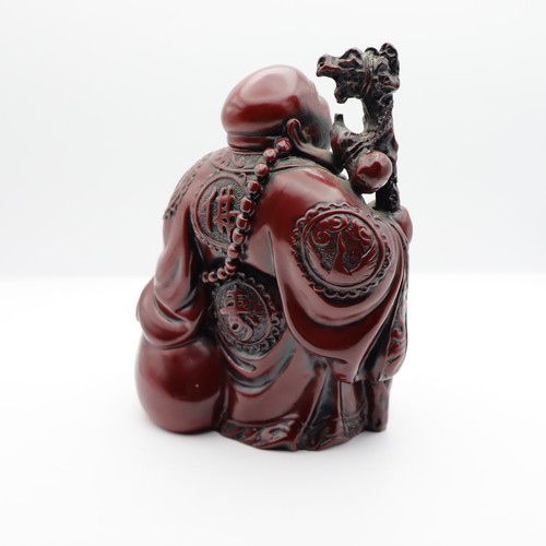 Chinese Red Resin Happy Laughing Buddha Figurine Statue-Heavy Weight - Picture 4 of 15