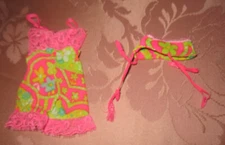 VTG BARBIE #1821 UNDERLINERS TEDDY & GARTER BELT Mod Era Hot Pink Green