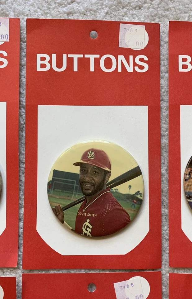 6X St. Louis Cardinals MLB Baseball (década de 1980) 3" Vintage Pin Button Smith, McGee + - Imagem 2 de 4