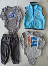 4 Pc's Infant Toddler Boys Fleece Vest  2 Brother Long Sleeve One Piece Tops