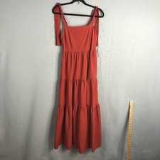 A loves a Dress Womens Small Rust Midi Tiers Boho Peasant Artsy Beach Flowy
