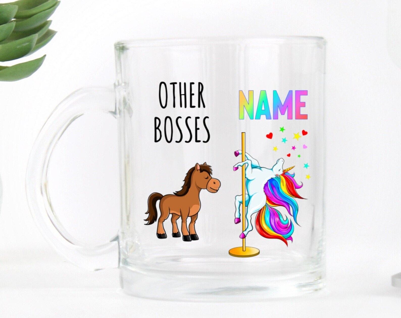 Boss Gift Boss Unicorn Glass Mug Funny Boss Mug Gift For Boss Boss Leaving Gift