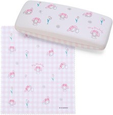 My Melody Glasses Case Hard Protector Eyeglass Sunglass w/ Wipe JAPAN