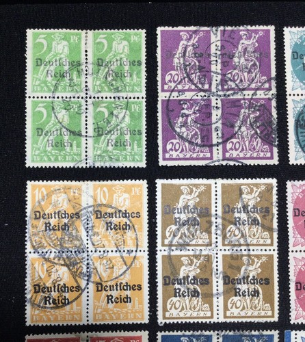 Lot of Overprint GERMANY Bavaria GERMAN EMPIRE Bayern Stamps Blocks of 4 Used - Picture 7 of 11