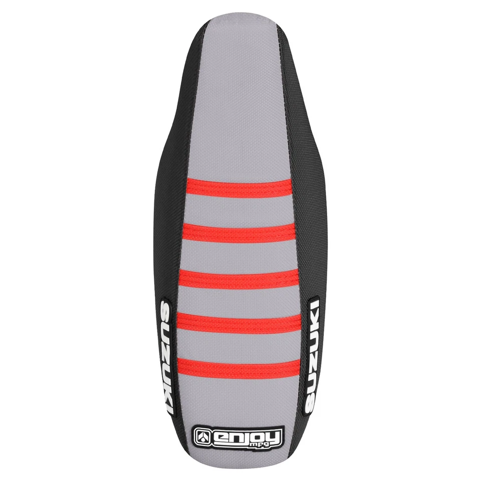 Cubierta de asiento con pinza Suzuki Jr 80 2001-2004 costillas negras/plateadas/rojas #198 Foto 3 de 4