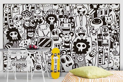 3D Monster Graffiti Wallpaper Wall Murals Removable Wallpaper