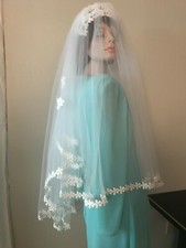 White Wedding Veil with Head Piece