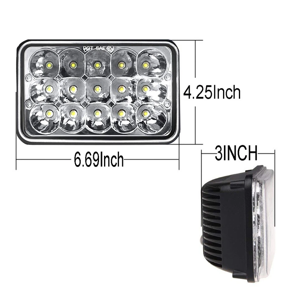 Faro LED 4X6" 4 piezas haz sellado para International Harvester 9300 1988-2000 Foto 3 de 4