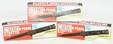 3x Stiletto Assited Opening Black Imitation Pearl Grips Folding Pocket Knives