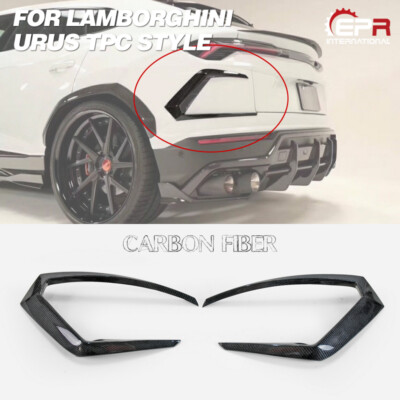 TPC Tape Carbon For Lamborghini Urus Rear Bumper Side Trim Vents Cover Pair Kit