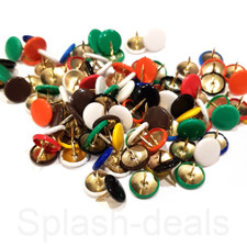 200 x Drawing Pins Assorted Multi Colour Thumb Tacks - 9.5mm Boxed 