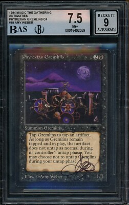1994 MTG Antiquities #18 Phyrexian Gremlins Amy Weber Signed BGS