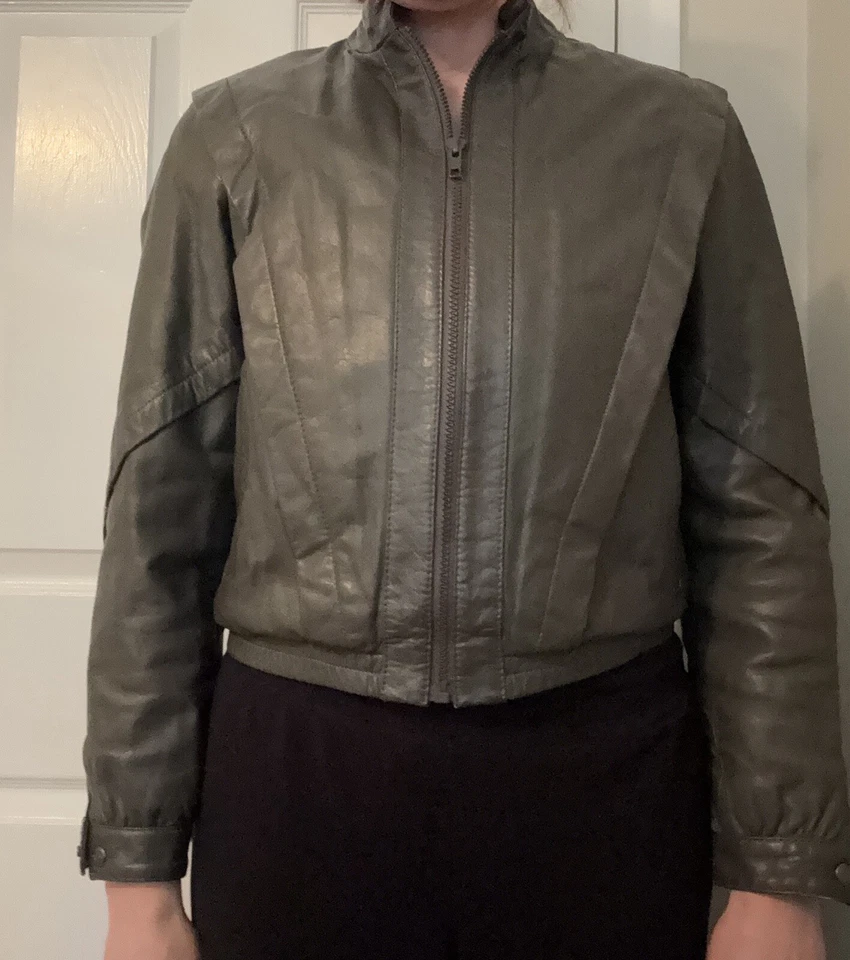 Chaqueta The Leather Warehouse Mujer Gris Cremallera Completa Bombardero Exterior Abrigo Talla 6 Foto 3 de 4