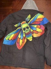 Wrangler Chore Jacket Barn Coat Quilted Heavy Canvas Hooded Work Gorpcore Skull