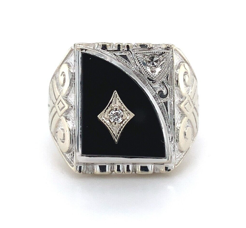 Natural Black Onyx Ring – Gold Plated Rectangle Checker Cut Fashion Jewelry, Sizes 5-12