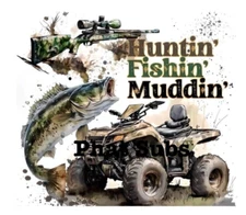 20oz Sublimation Tumbler Wrap Huntin Fishin Muddin Ready To Press Heat Transfer