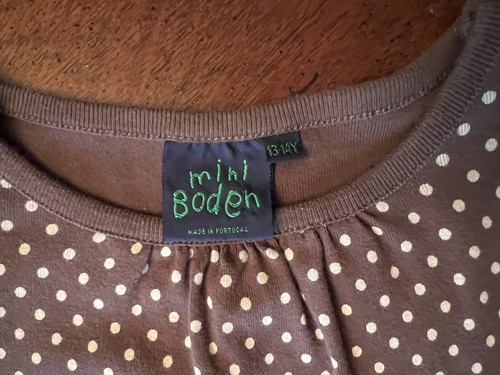 Mini Boden Girls Brown Polka Dot Size 13-14 Long Sleeve Casual - Picture 3 of 3
