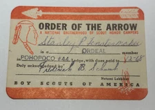Boy Scout OA Membership Card - Lodge 44 Pohopoco Pennsylvania 1968    RC6
