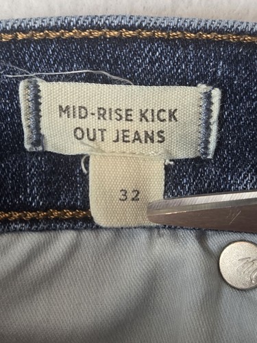 Madewell Mid Rise Kick Out Jeans Size 32 Blue Cotton Blend Womens Cropped Flare - Picture 4 of 10