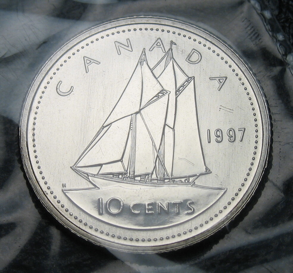 Canada 1997 10-cent Bluenose NBU (Proof-Like) Original Sealed