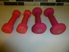 Neoprene Coated Hexagon Workout Dumbbells 1 lb EACH Hand Weights 2 Sets