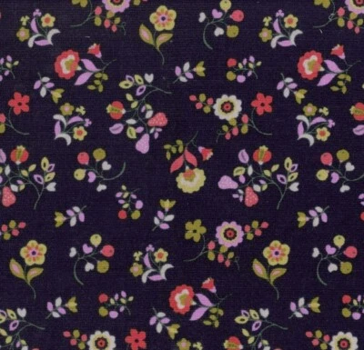 DASHWOOD STUDIOS Pretty Floral Cord Needlecord on Blue by Dashwood Studio Corduroy Fabric 21 Wale