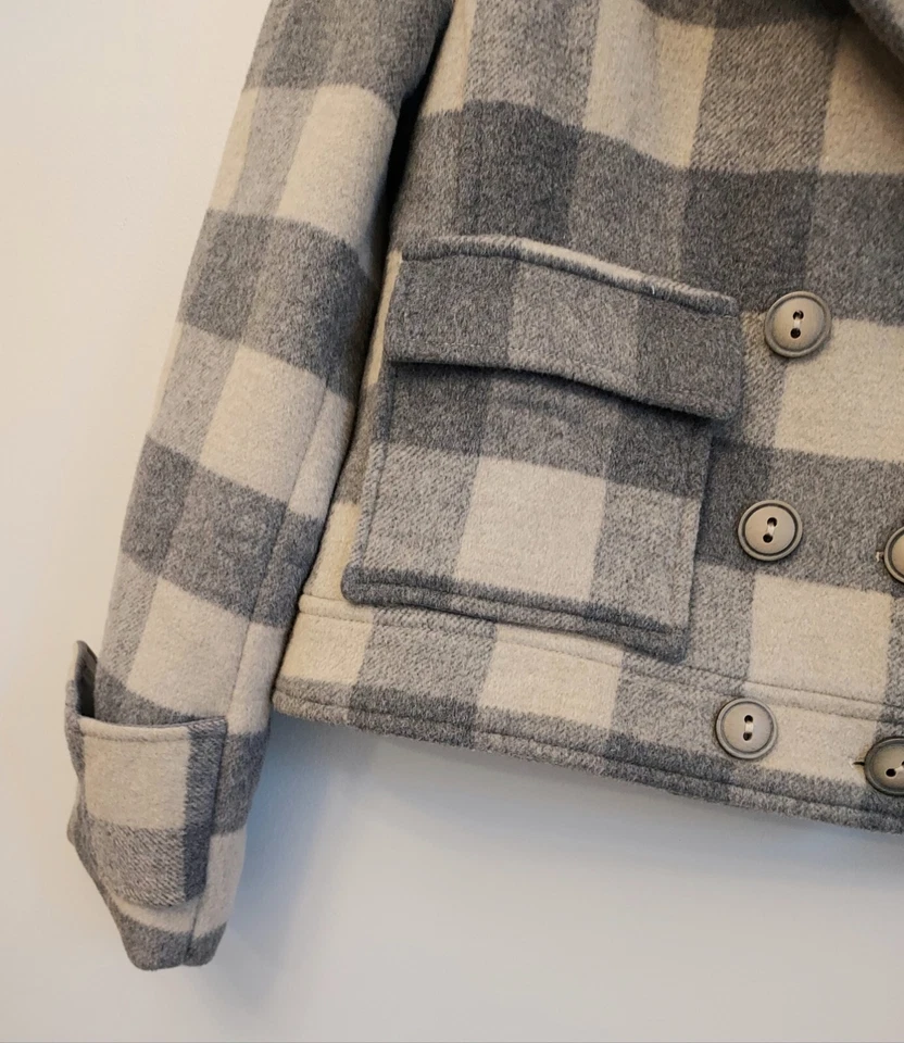 Chaqueta Corta Anthropologie Farrow Cuadros Talla Pequeña (Funciona Grande) Beige Otoño Foto 3 de 4