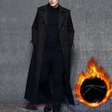 Casual Outwear Windbreaker Parka Mens Wool Full Length Long Trench Coat