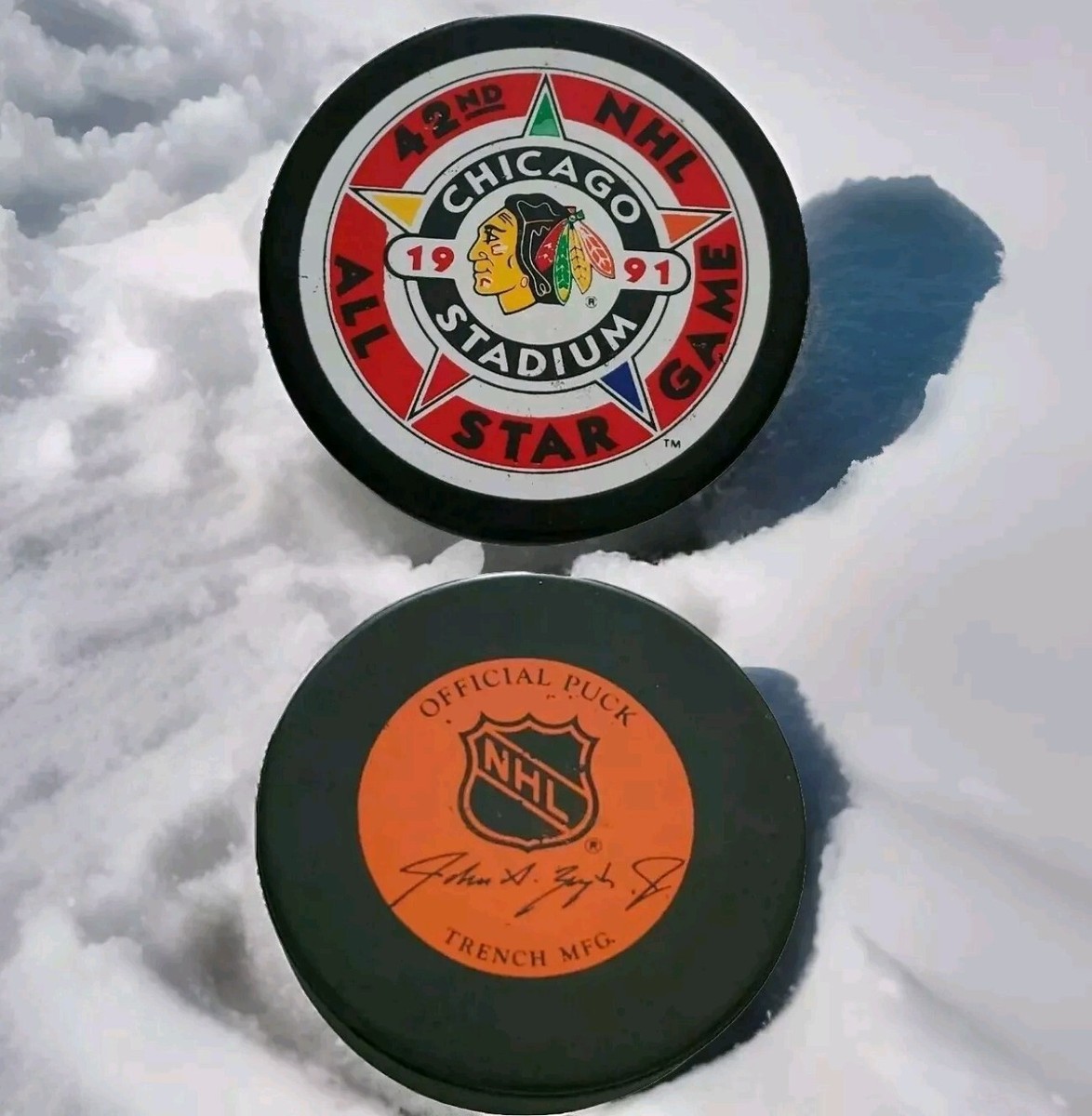 1991 42st NHL ALL STAR GAME PUCK CHICAGO BLACKHAWKS STADIUM