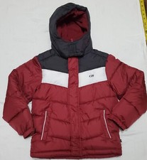 CB Sports Big Boy Chevron Hooded Puffer Coat Burgundy Black Size 8 S