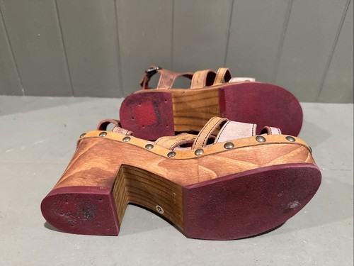 Bed Stu Dorothy Boho Platform Clog Mule Anthropologie Leather/Wood Studded 6.5 - Picture 8 of 8