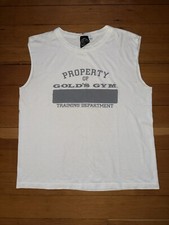 Vintage Gold s Gym Tank Top Shirt Training Department Medium Sleeveless White
