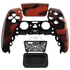 Glossy Red Black Camo Faceplate Shell Case compatible with PS5 Controller