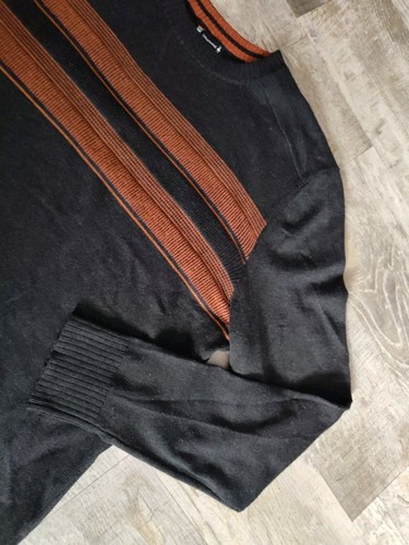 SmartWool Sweater Mens L Gray Orange Sparwood Stripe Pullover Wool Blend - Picture 3 of 14
