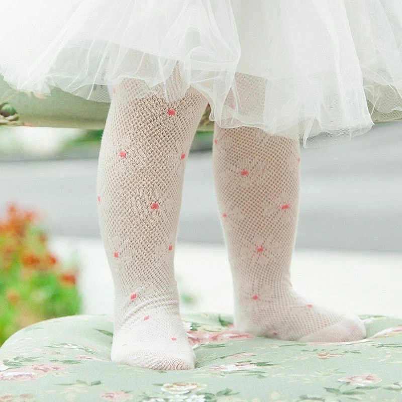 Baby Girls Tights Fashion Footwears Cotton Flowers Mesh Childrens Kids  Pantyhose