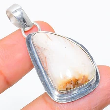 Scolecite Gemstone Handmade 925 Sterling Silver Jewelry Pendant 1.58"