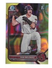2022 BOWMAN CHROME DRAFT YELLOW LAVA IVAN MELENDEZ FIRST BASEBALL CARD (NM-MT)
