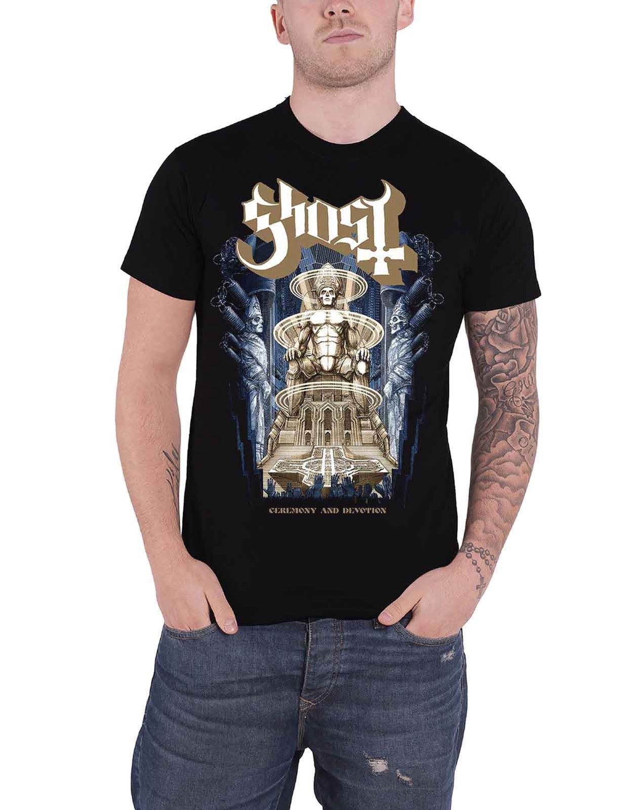 ALTRA Ghost T Shirt Ceremony and Devotion Band Logo Nue Ufficiale Uomo Nero Size