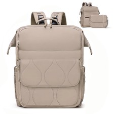 New Miss Fong Beige Diaper Bag Diaper Backpack Baby Diaper Bag Attaches Stroller