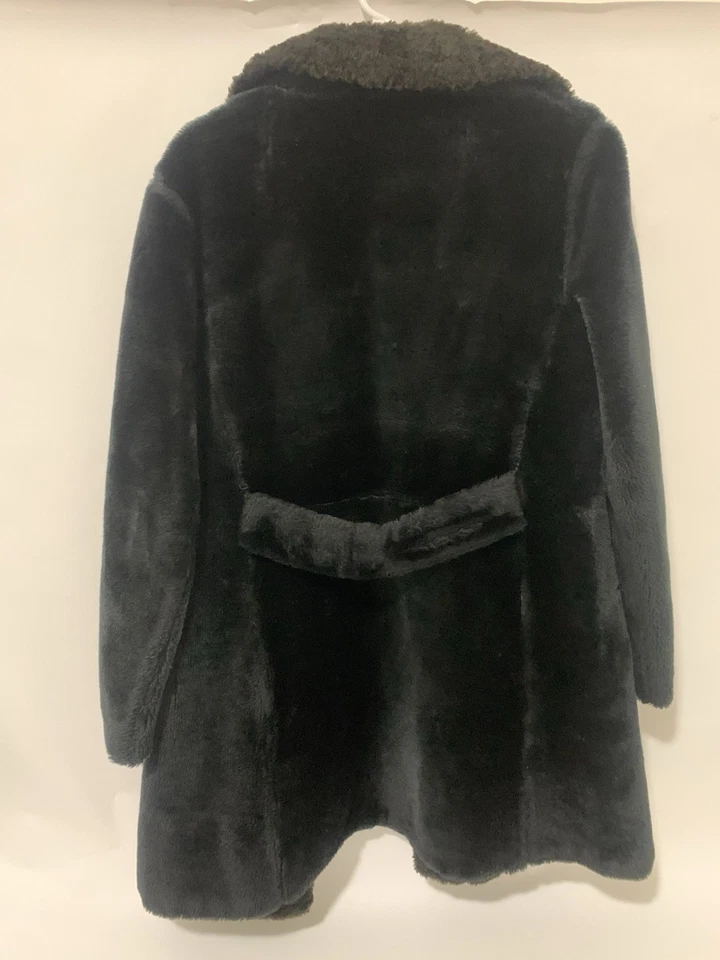 Abrigo de guisante de piel sintética vintage para mujer cuello negro sin marca y sin talla talla talla 6-8 Foto 2 de 4