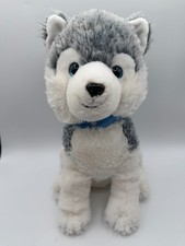 Walmart Siberian Husky Plush Puppy Grey Gray Stuffed Dog 15" Wolf Blue Collar