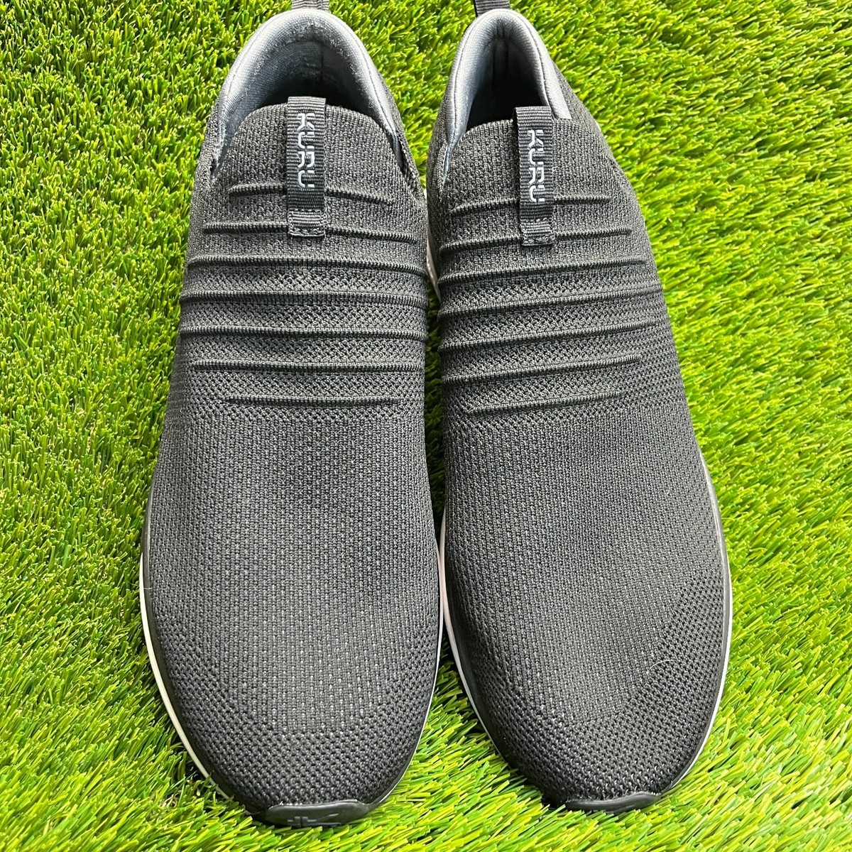 Kuru Atom Mens Size 8 Black White Gray Athletic Walking Slip On Shoes Sneakers Kuru Mens Atom Slip-On Sneakers Grey Knit Orthopedic Walking  main image 4