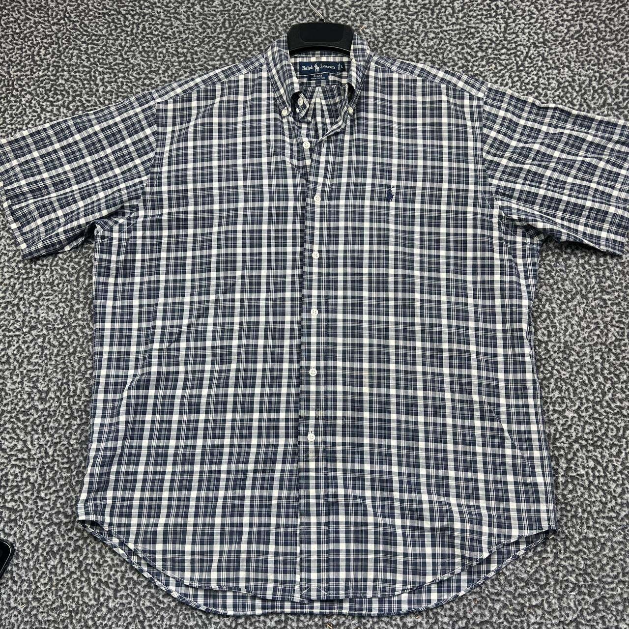 Vintage Ralph Lauren Blake Button Down Shirt Men Large Blue Plaid Short Sleeve L