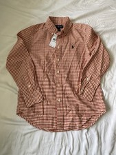 NEW NWT Polo Ralph Lauren Plaid Cotton Poplin Button Down Shirt Boys Sz M 10-12